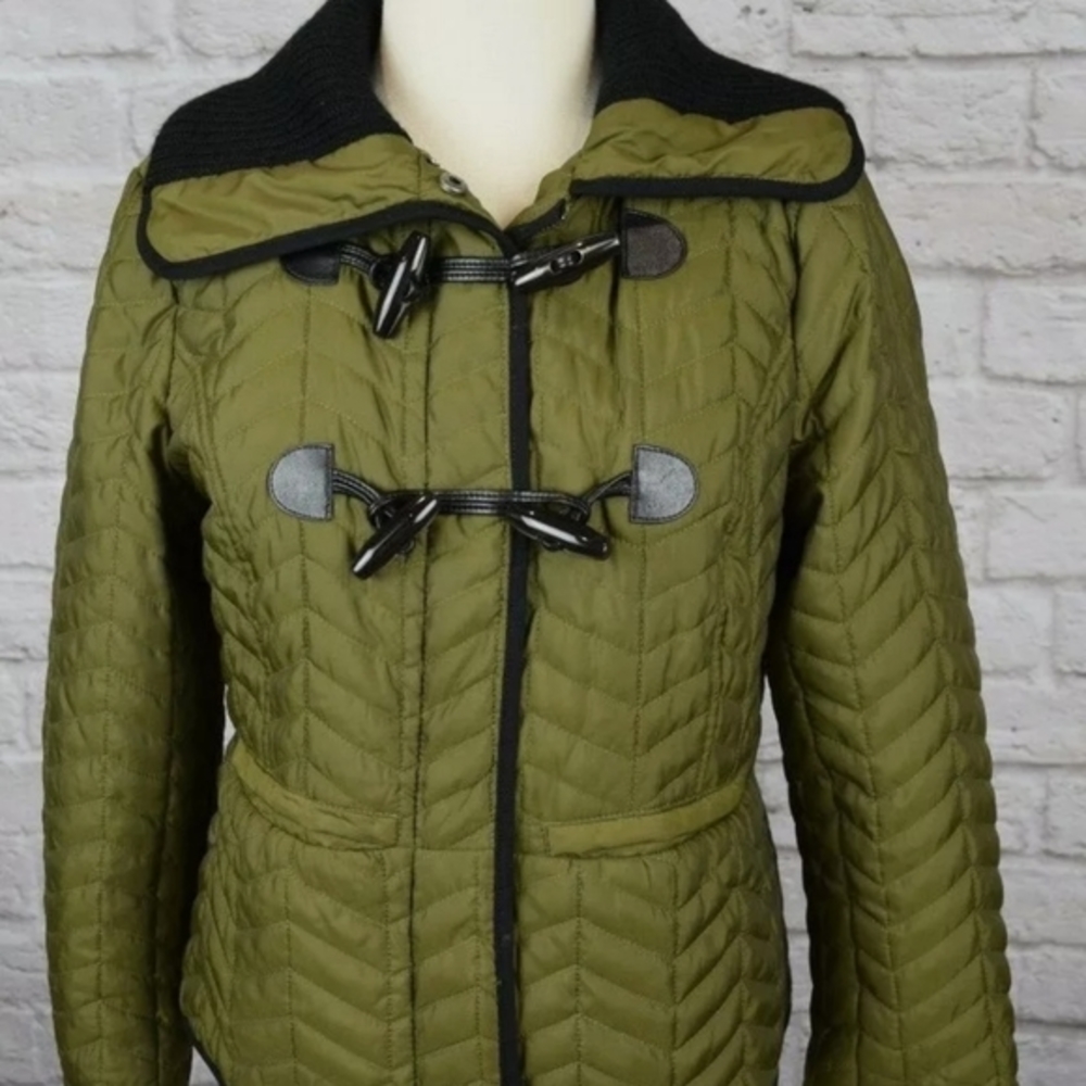 Anthropologie Cartonnier 4 Olive Uster Quilted Light Puffer Zip Snap Jacket